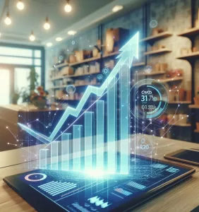 Gráfico de crescimento de negócio local impulsionado pela presença digital