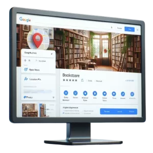 Perfil de empresa local exibido no Google com avaliações e localização