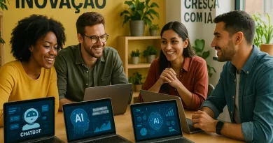 Pequena empresa moderna usando tecnologia de inteligência artificial no ambiente de trabalho